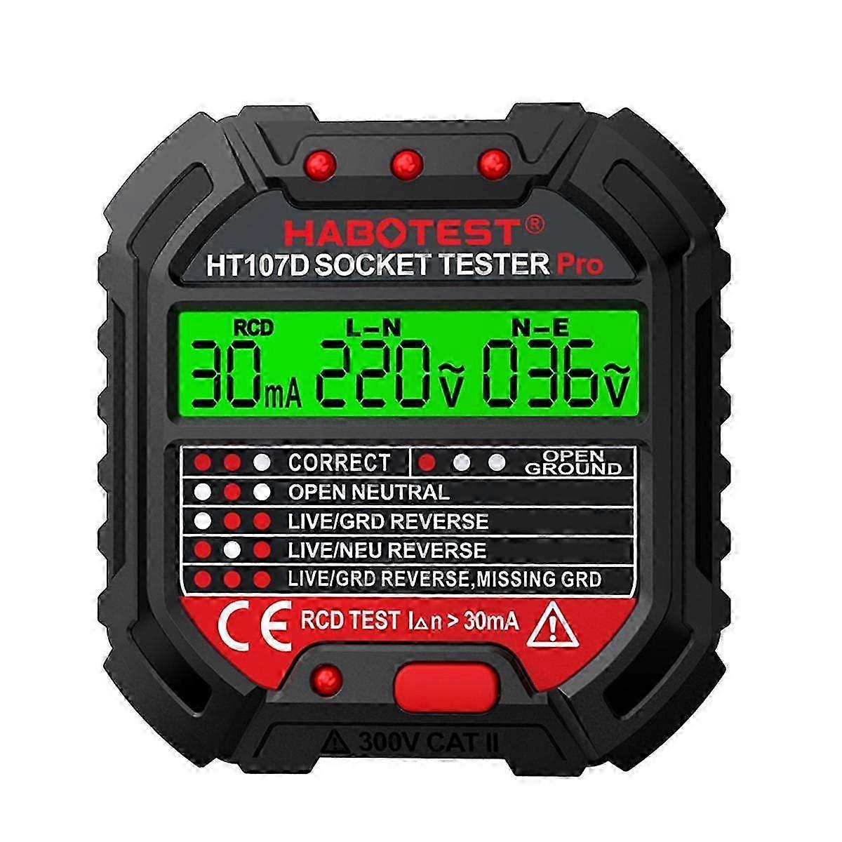 HT107 Pro Voltage Test Socket Detector Line Plug Polarity Phase Check EU Plug