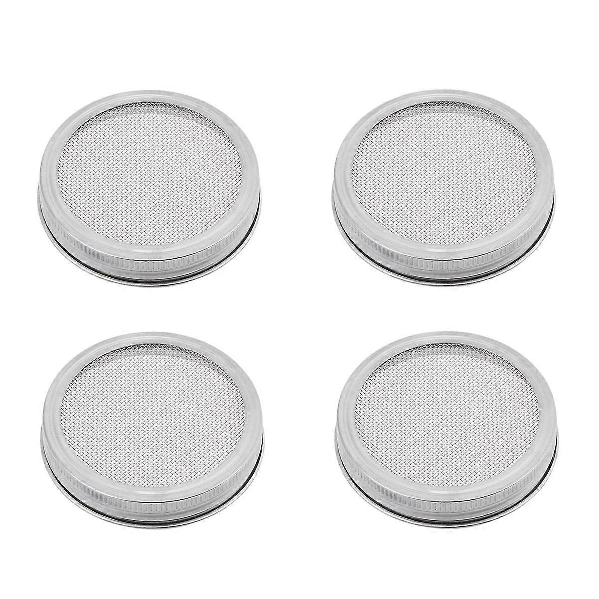 Silver Sprouting Lids For Kitchen Use Draining Straining Sifting Sprouting 4Pack