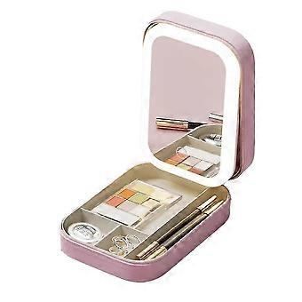 LED-Spiegel-Make-up-Aufbewahrungsbox - Tragbarer Reise-Kosmetikkoffer mit großem Fassungsvermögen, ideal für Make-up-Zubehör A