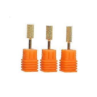 3PCS Electric Gold Carbide Nail Drill Bits Set for Professional Nail Art, Fast Material Removal