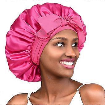 SQCLV Double Layer Satin Silk Bonnet for Sleeping with Tie Band for Women Curly Natural Hair