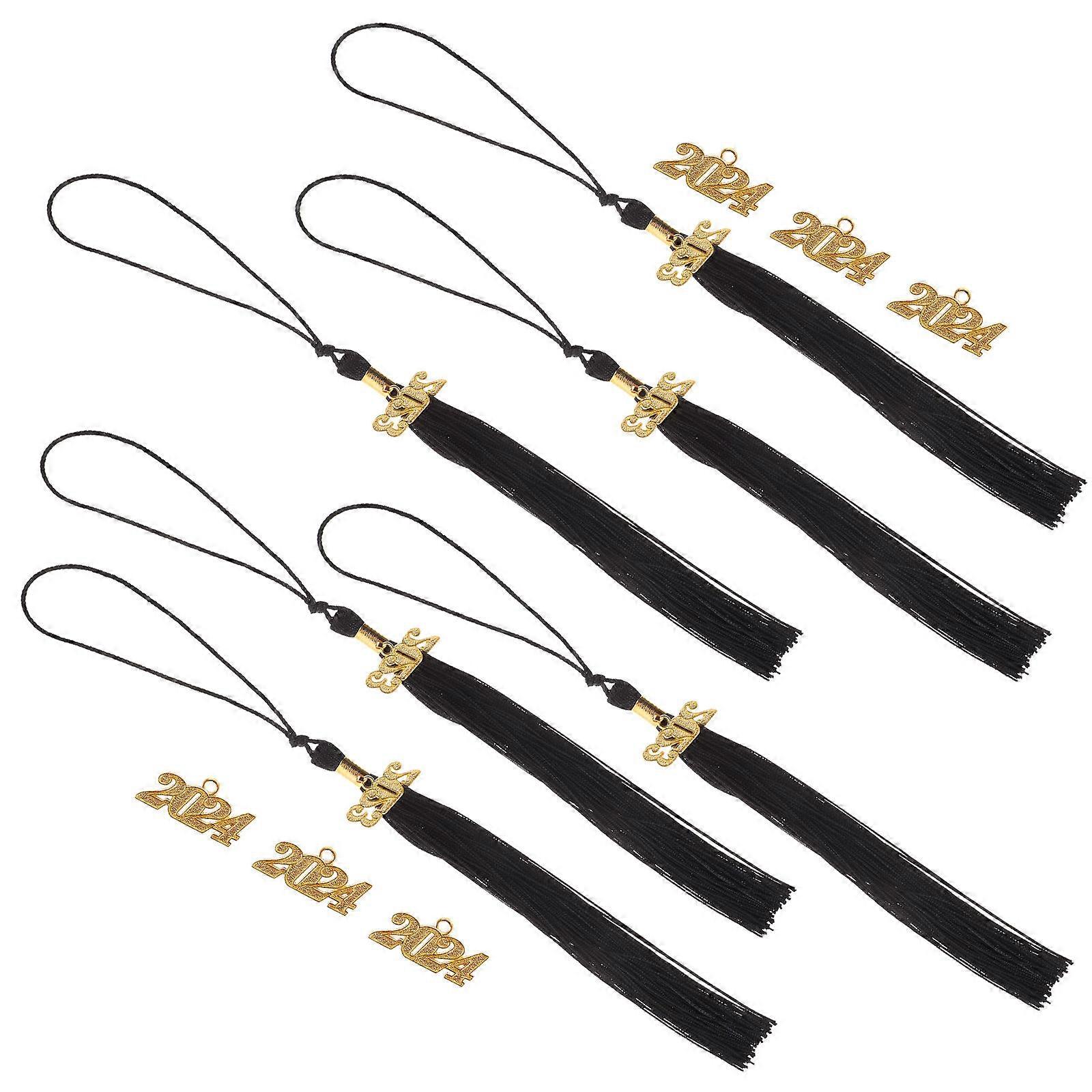 Graduation Tassels for Graduation Hat Decoration 4Sets Black Polyester Material