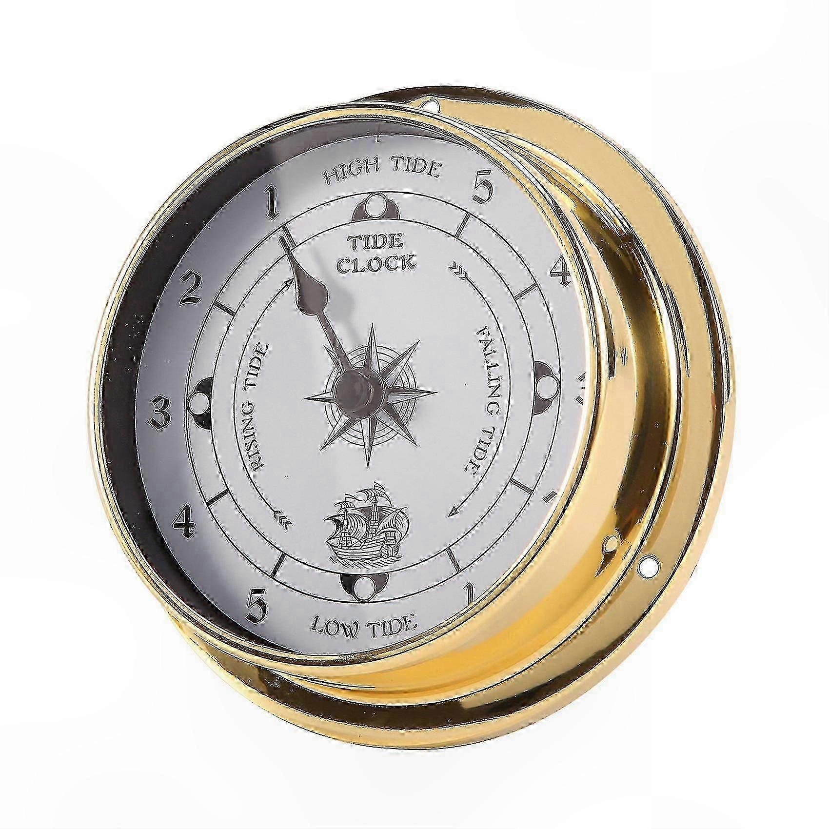 Wall-Mounted Tidal Clock Copper Shell, Compatible with Marine Weather Stations Boat Decor
