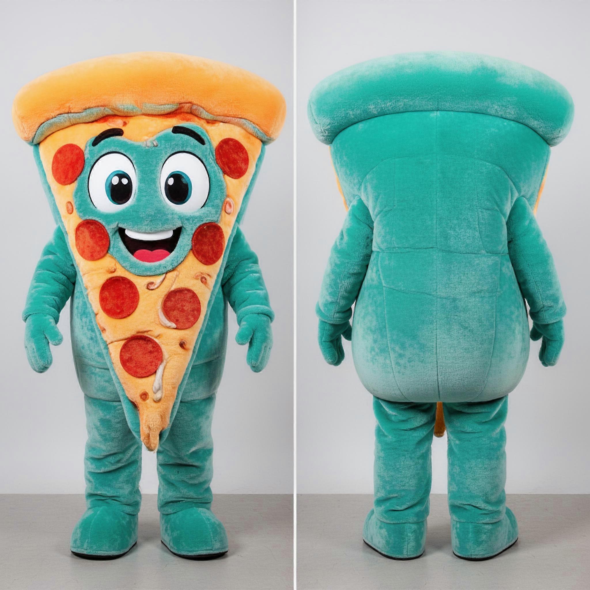 MASTICOT Teal Rounded Pizza Slice Mascot