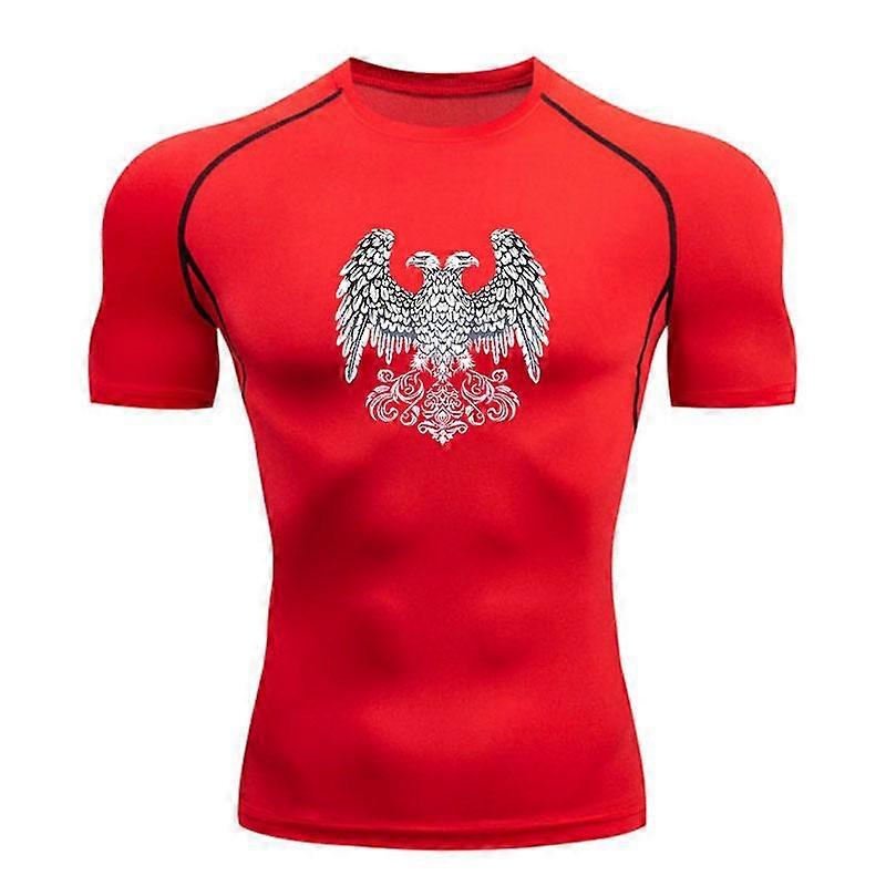Men's Double Head Eagle Printed Compression Workout T-shirt