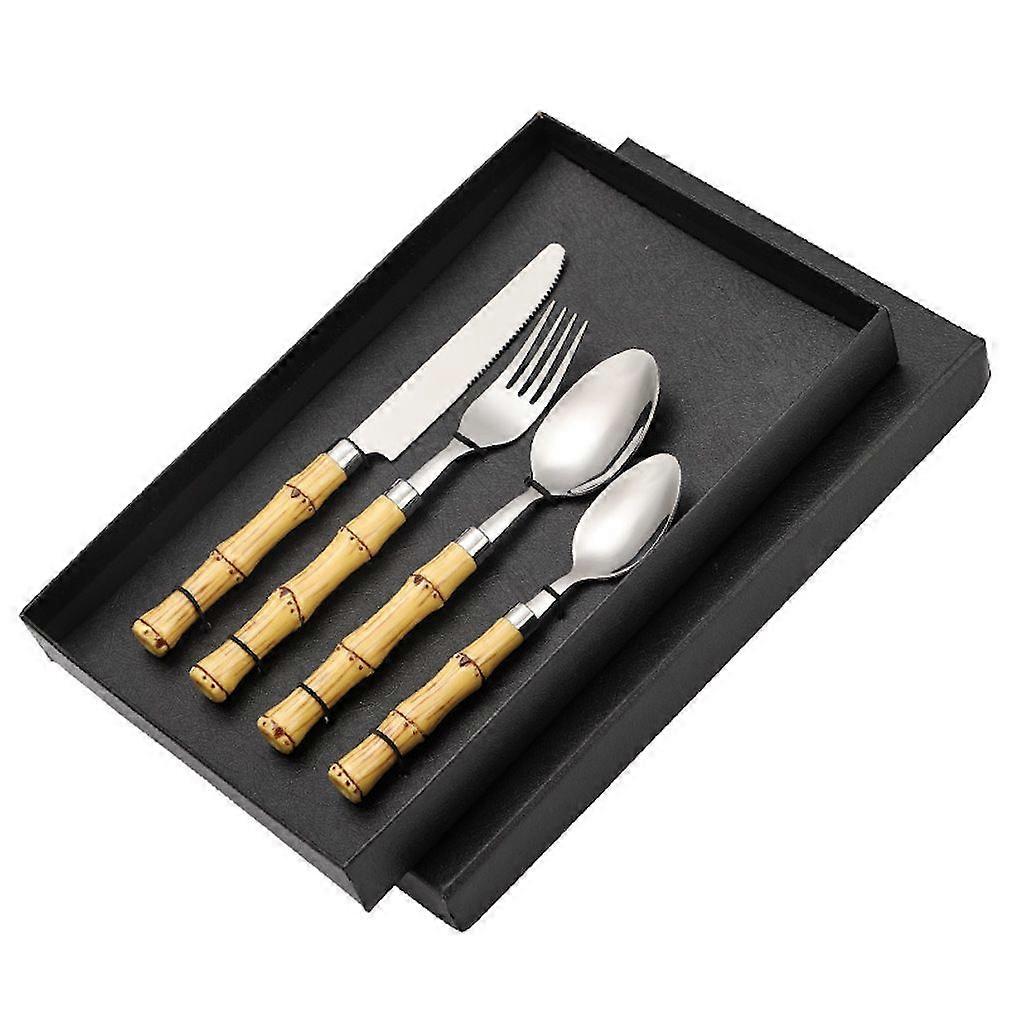 4pcs Cutlery Set Tableware Tableware Spoons Fork Knife Stainless Steel Silver