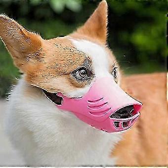 Dog Muzzle, Soft Duck Silicone Mouth Cover with Adjustable Strap for Small Medium Dogs, Best to Prevent Barking, Biting, and Chewing (Pink, M)
