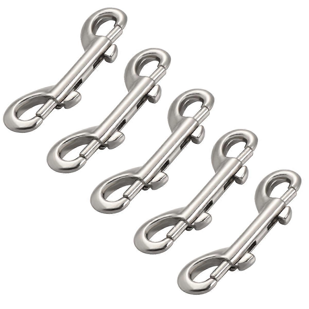 Spring Hook Double End Bolt Snap Hook for Diving Use 5Pcs Silver