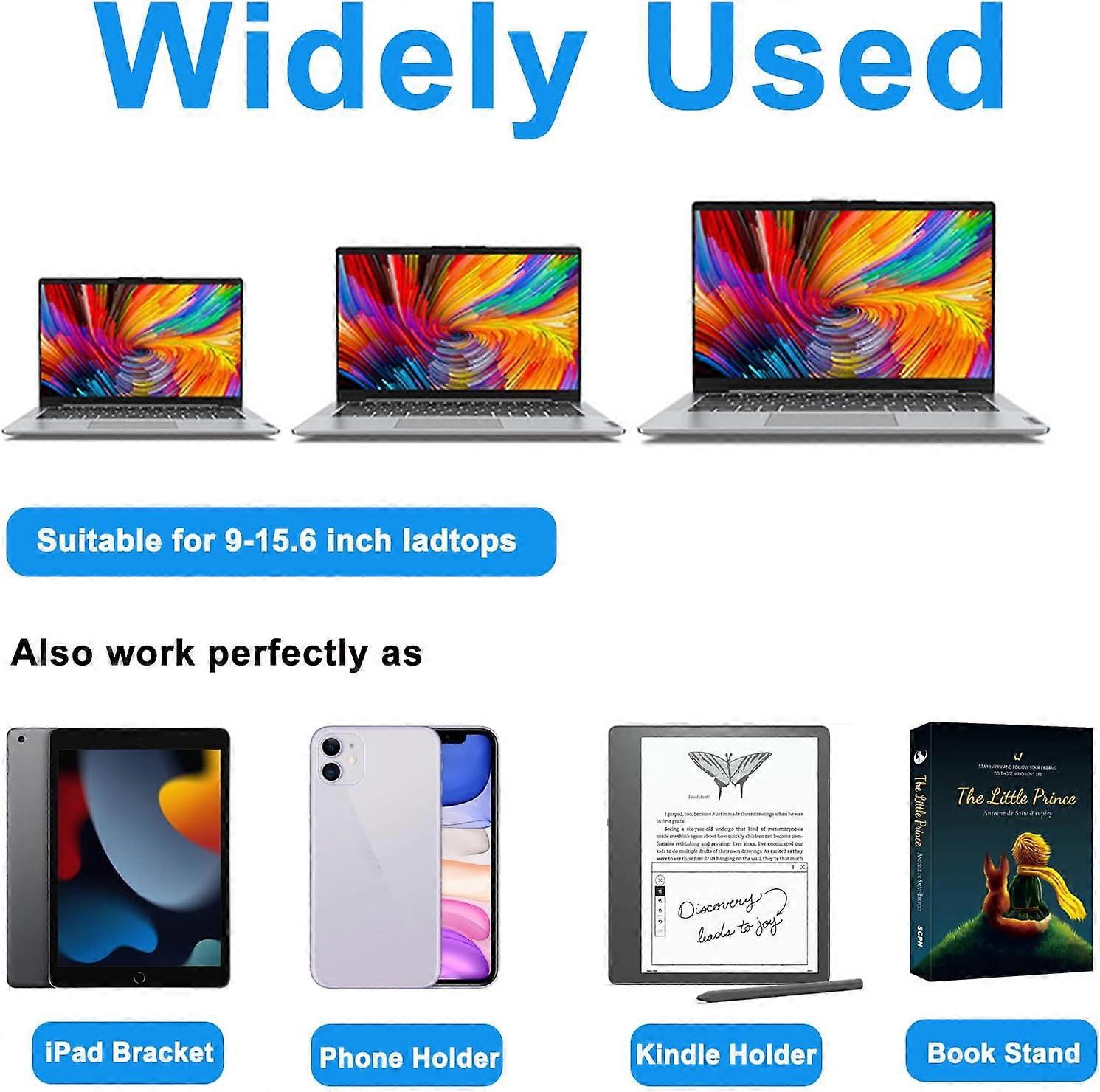 Laptop stand, 10-level adjustable stand, foldable stand with riser, non-slip silicone base