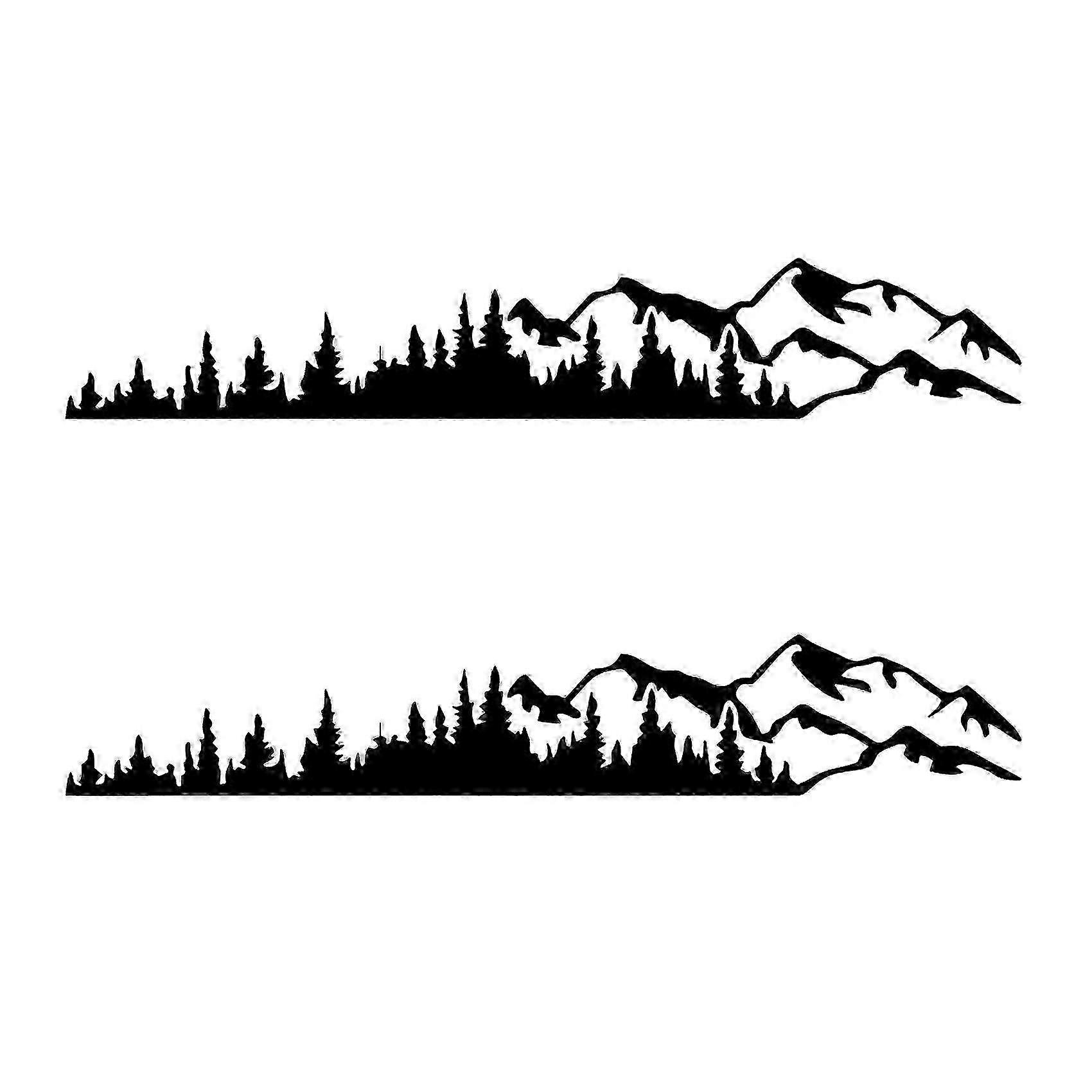 2-Pack Decorative Side Window Stickers with Mountain Tree Pattern for RV Motorhomes