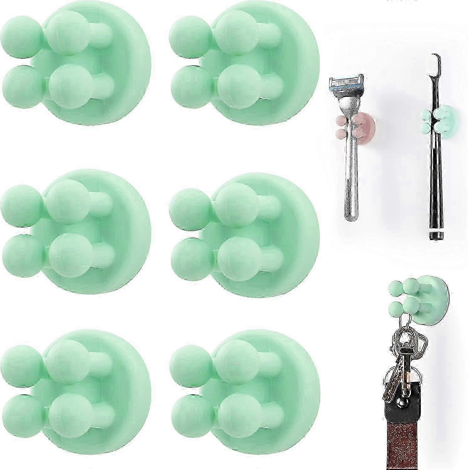 Silicone Toothbrush Holders 6 Pcs Multi-Function Hook Razor holder Waterproof Self Adhesive Wall Mounted Single Hook