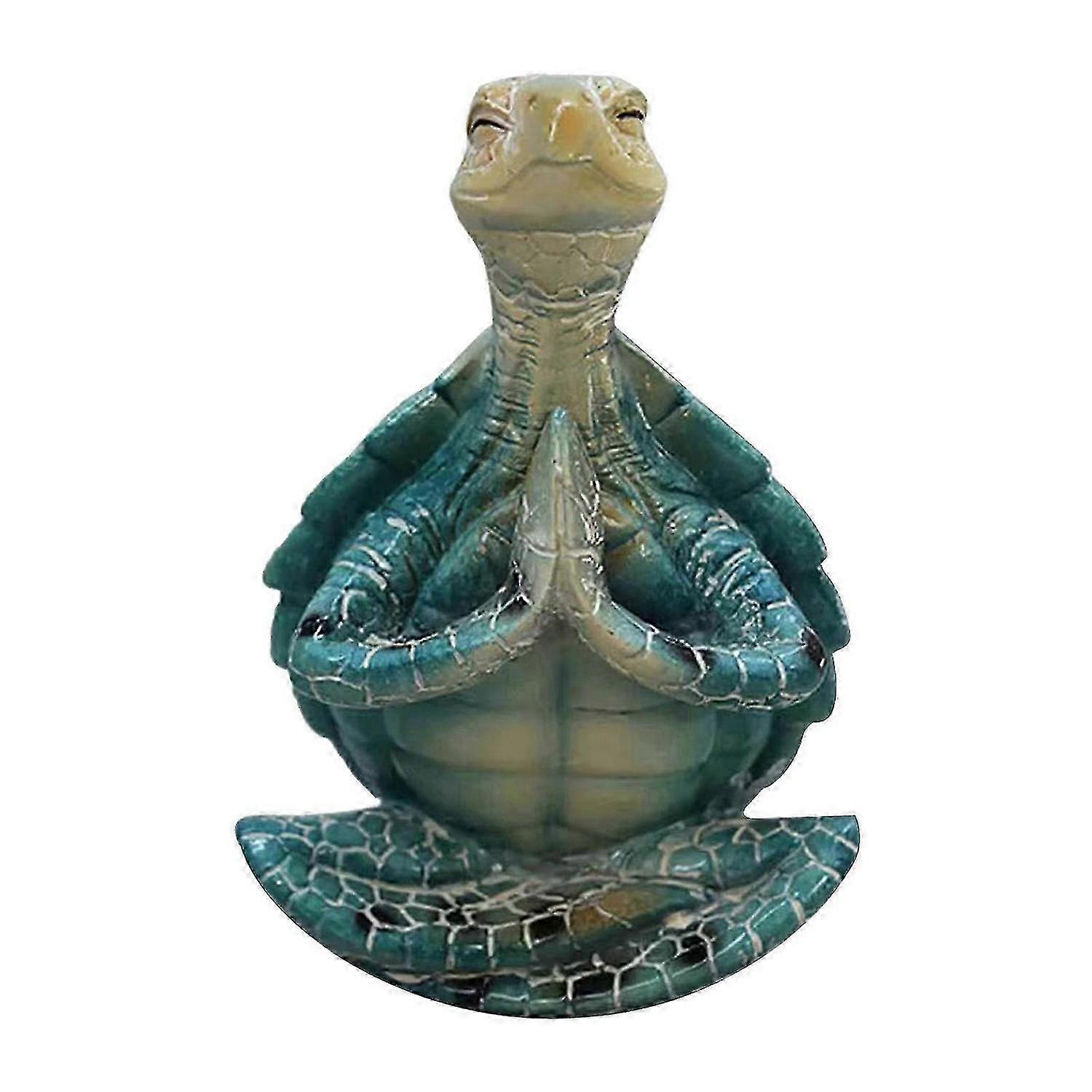 Blue Meditating Turtle Resin Figurine