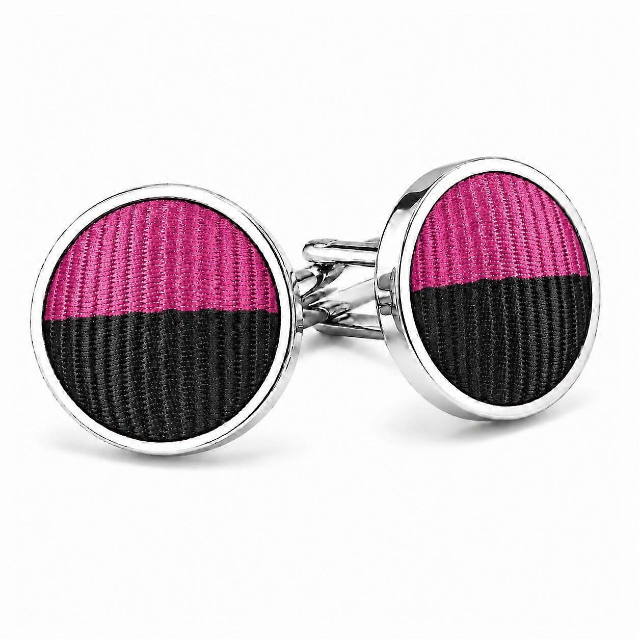 Abotoaduras listradas rosa quente e preta
