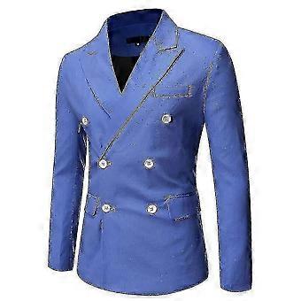 Fashion Men's Casual Dinner Party Suit Jacket Double Breasted Peaked Lapel Blazer,C