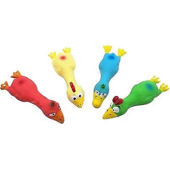 2025 New 4pcs Safe Latex Dog Squeaky Toys, 6.6" Long Soft Chew Molar Dog Small Screaming Rubber Chicken Toys, for Puppy Small Medium Dogs 980.
