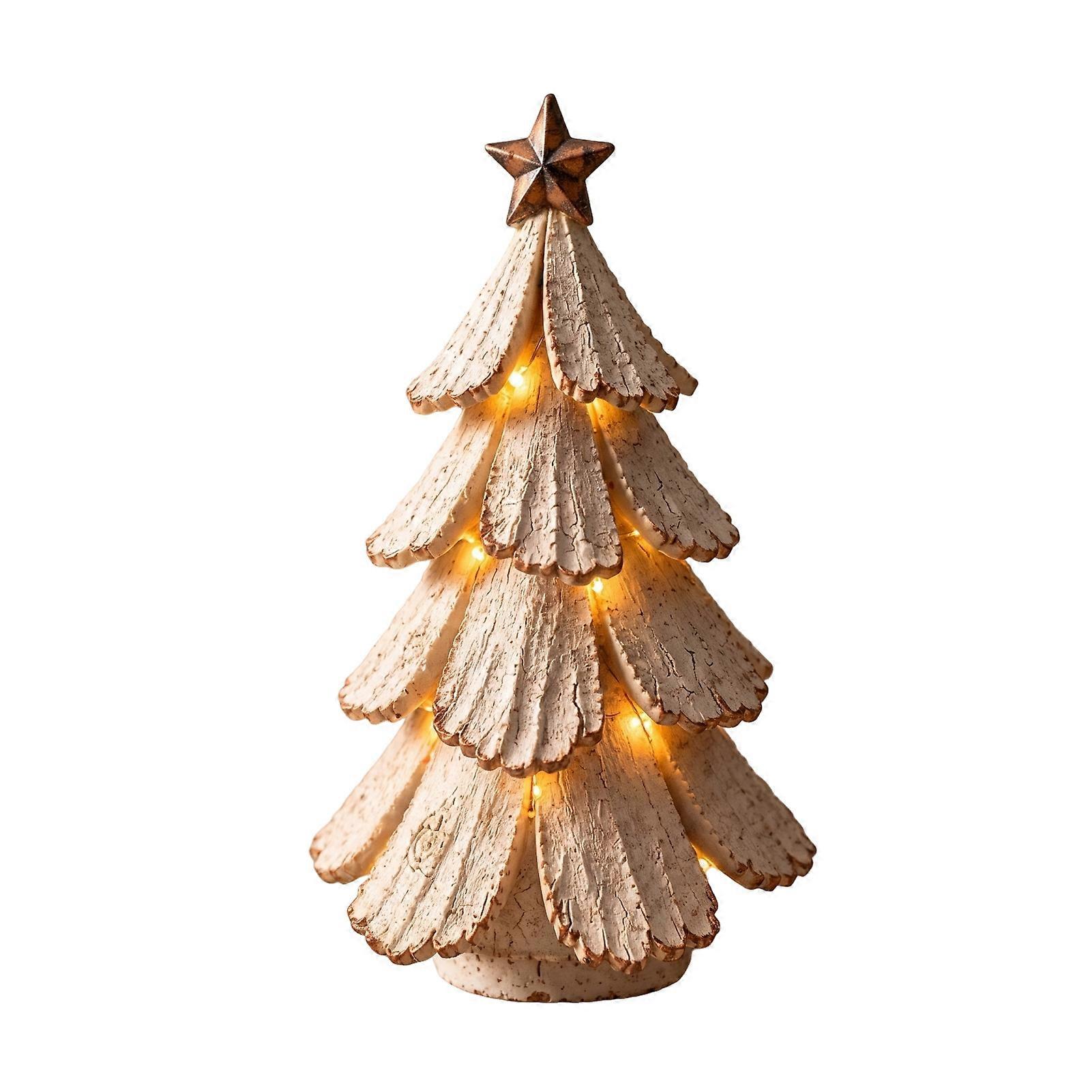 Mini Lighted Christmas Tree - Warm LED Winter Pine Figurine