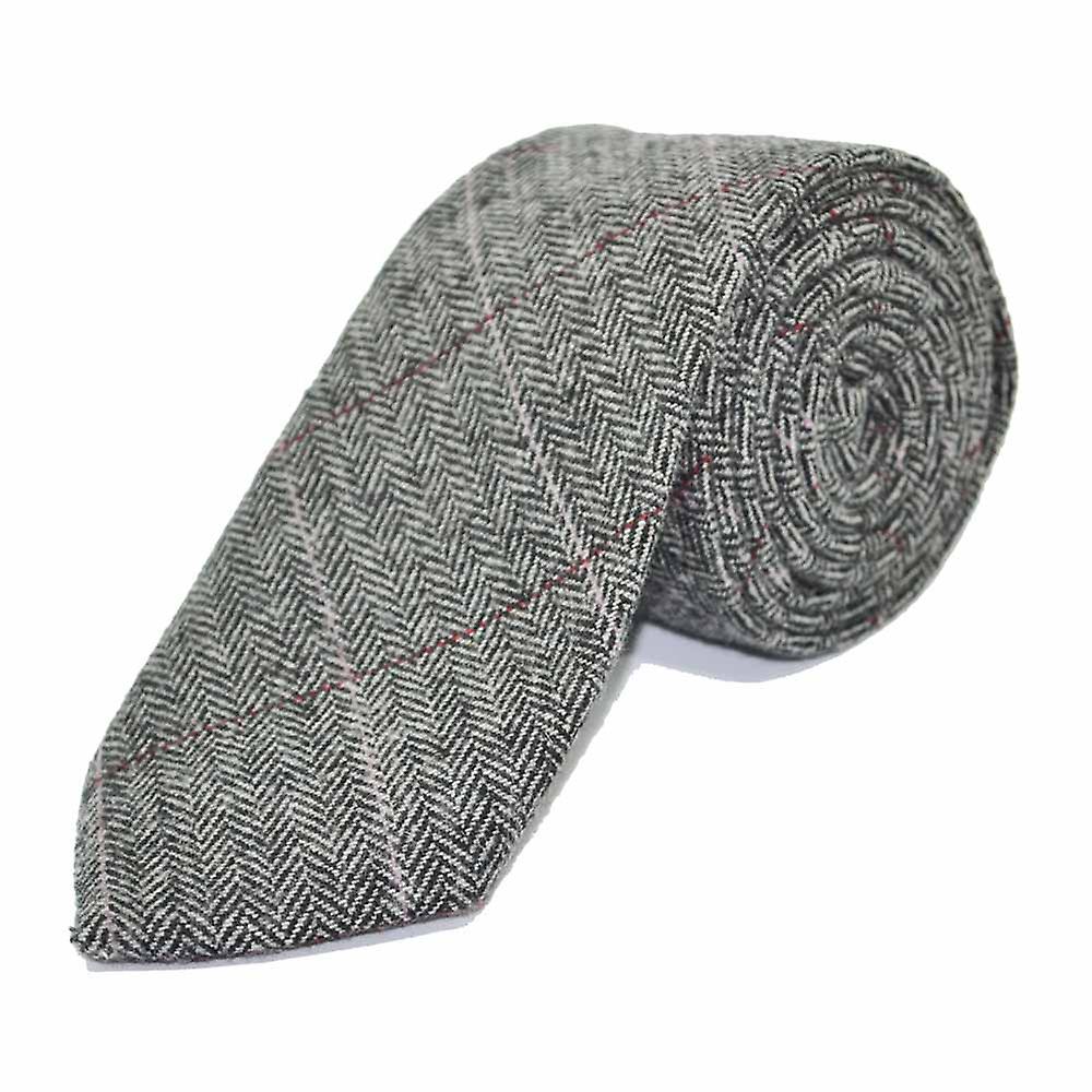 Luxury Herringbone Pewter Grey Tie & Pocket Square Set
