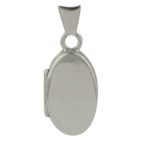 9ct White Gold 18x11mm plain oval Locket