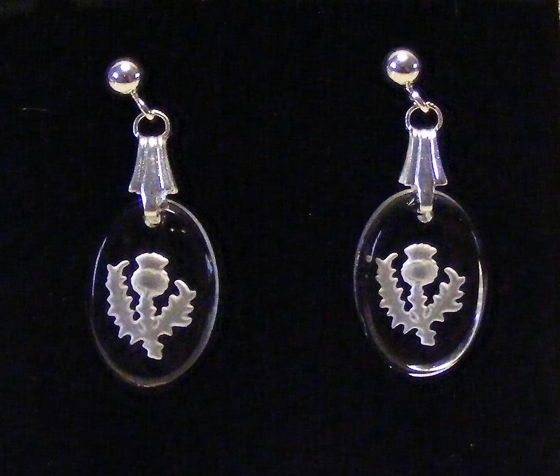 Frosted Thistle Oval Earrings