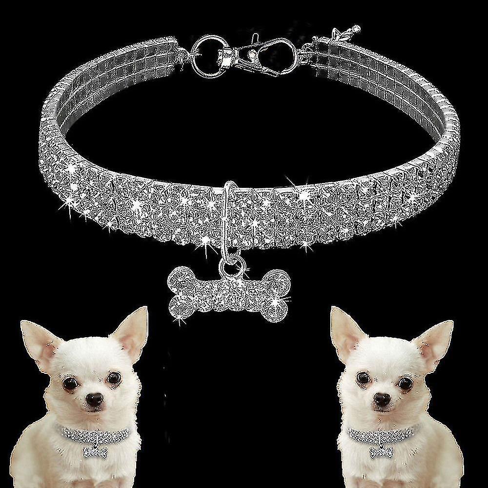 Welpe Hund Bling Strass Choker Halsband Haustier Glitzer Knochen Form  Anhnger Halskette Geschirr