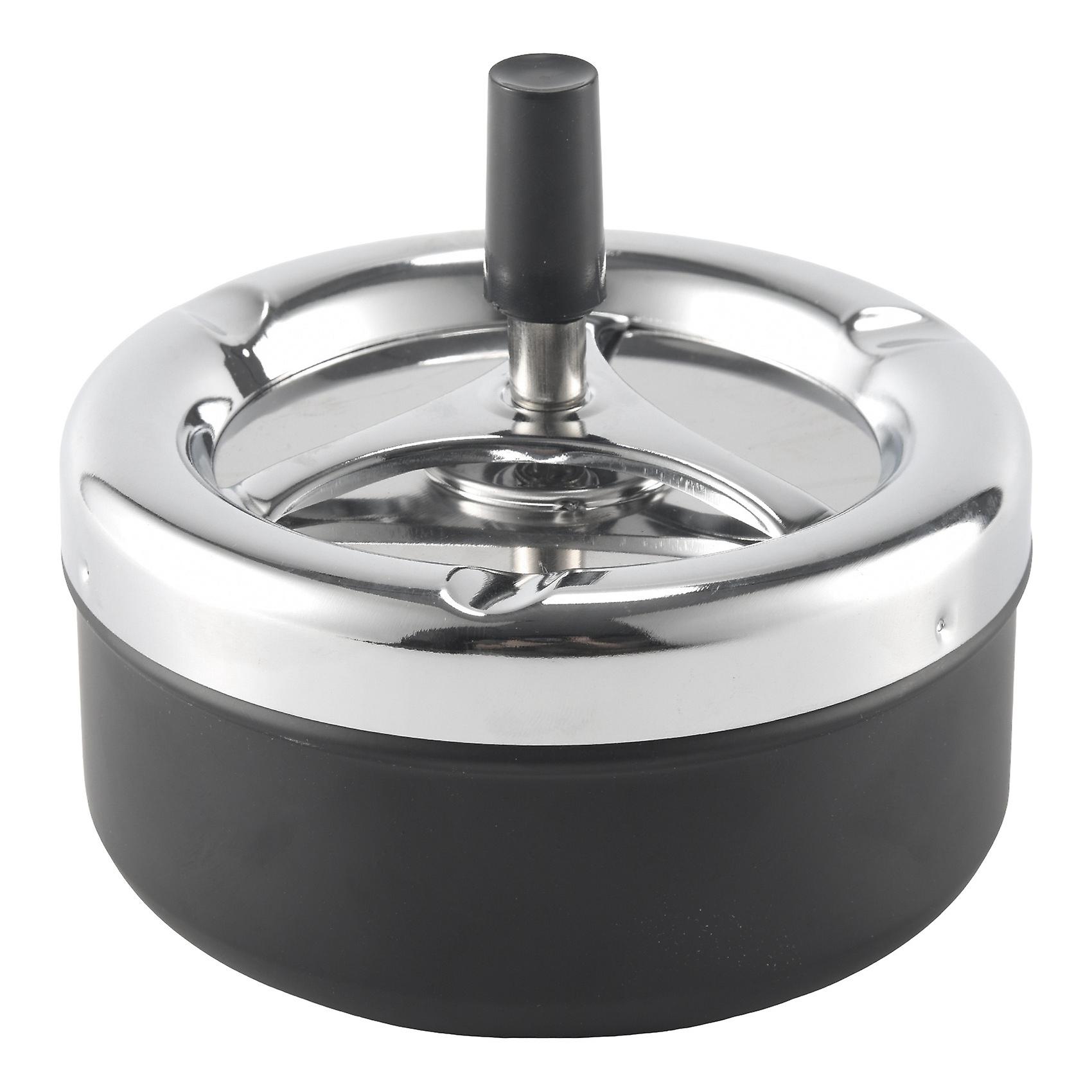 Round Down Ashtray with Spinning Tray, Black