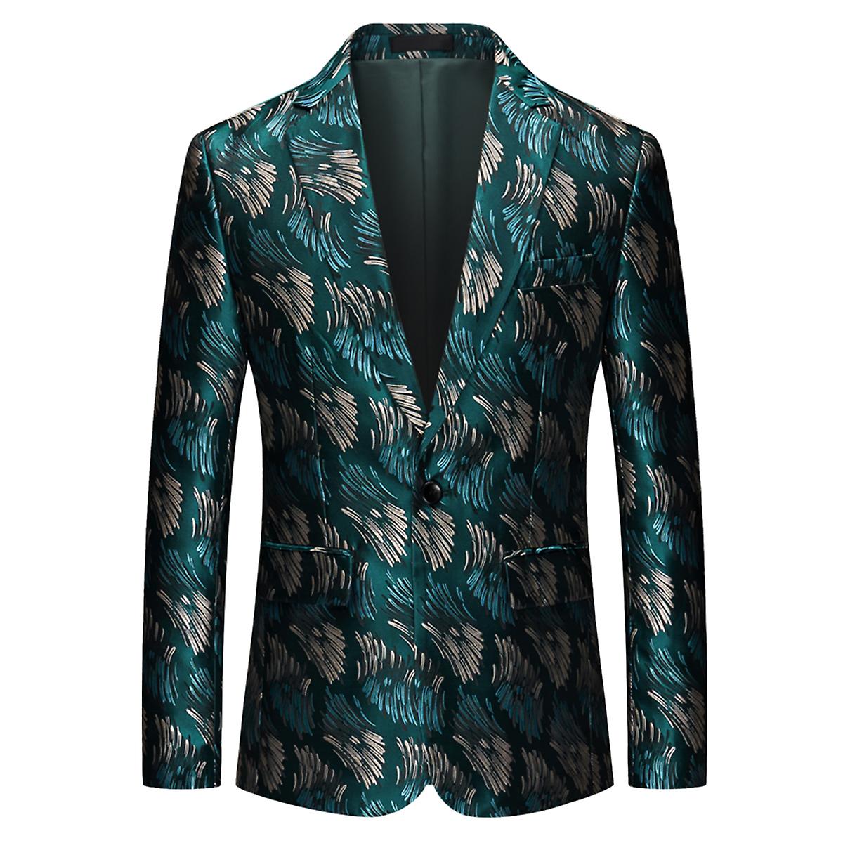 Cloudstyle Men's Unique Printed Slim Fit 1 Button Suit Jacket