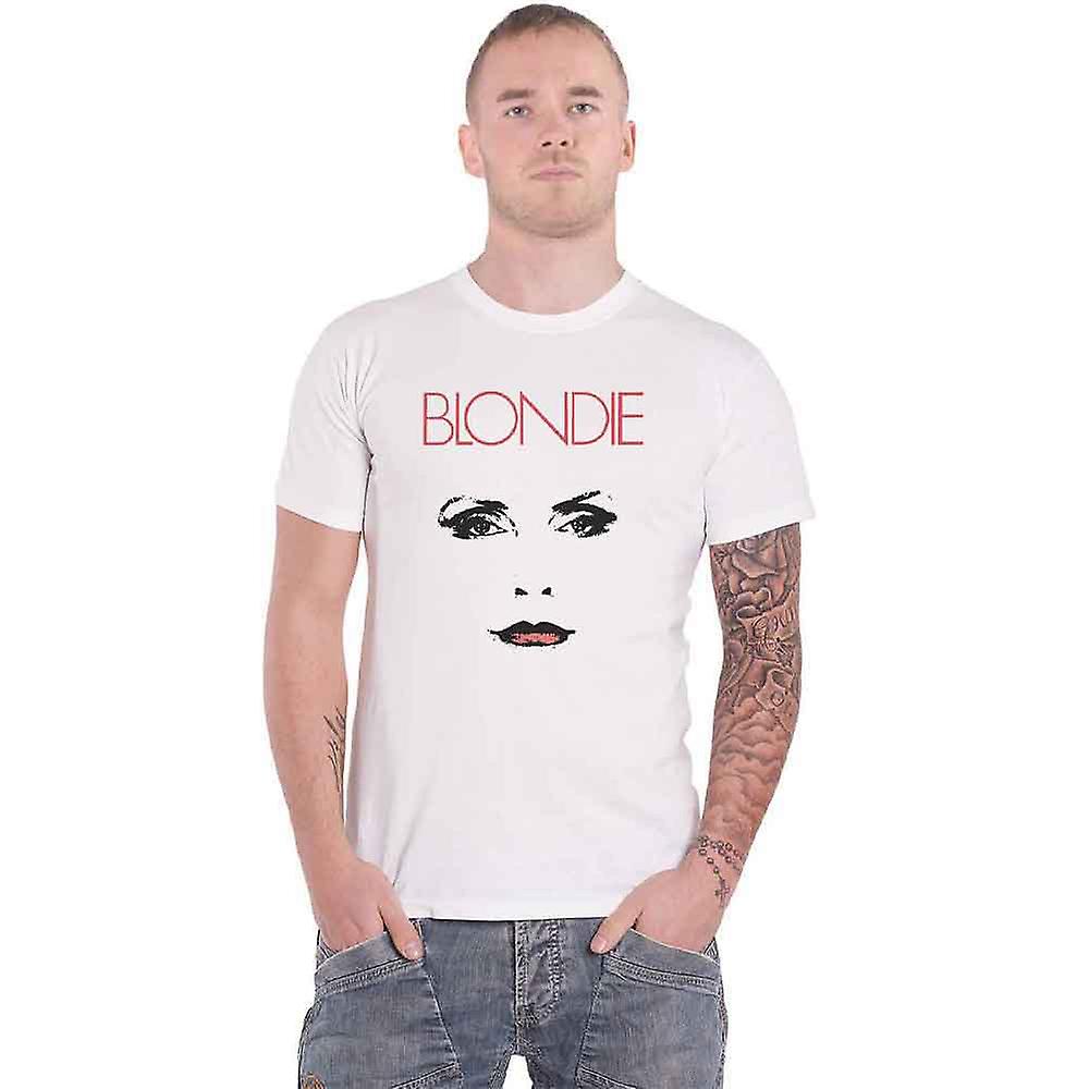 Maglietta Ufficiale Blondie 'Staredown' Con Logo E Debbie Harry - Bianca, Taglia L, Cotone Morbido Unisex