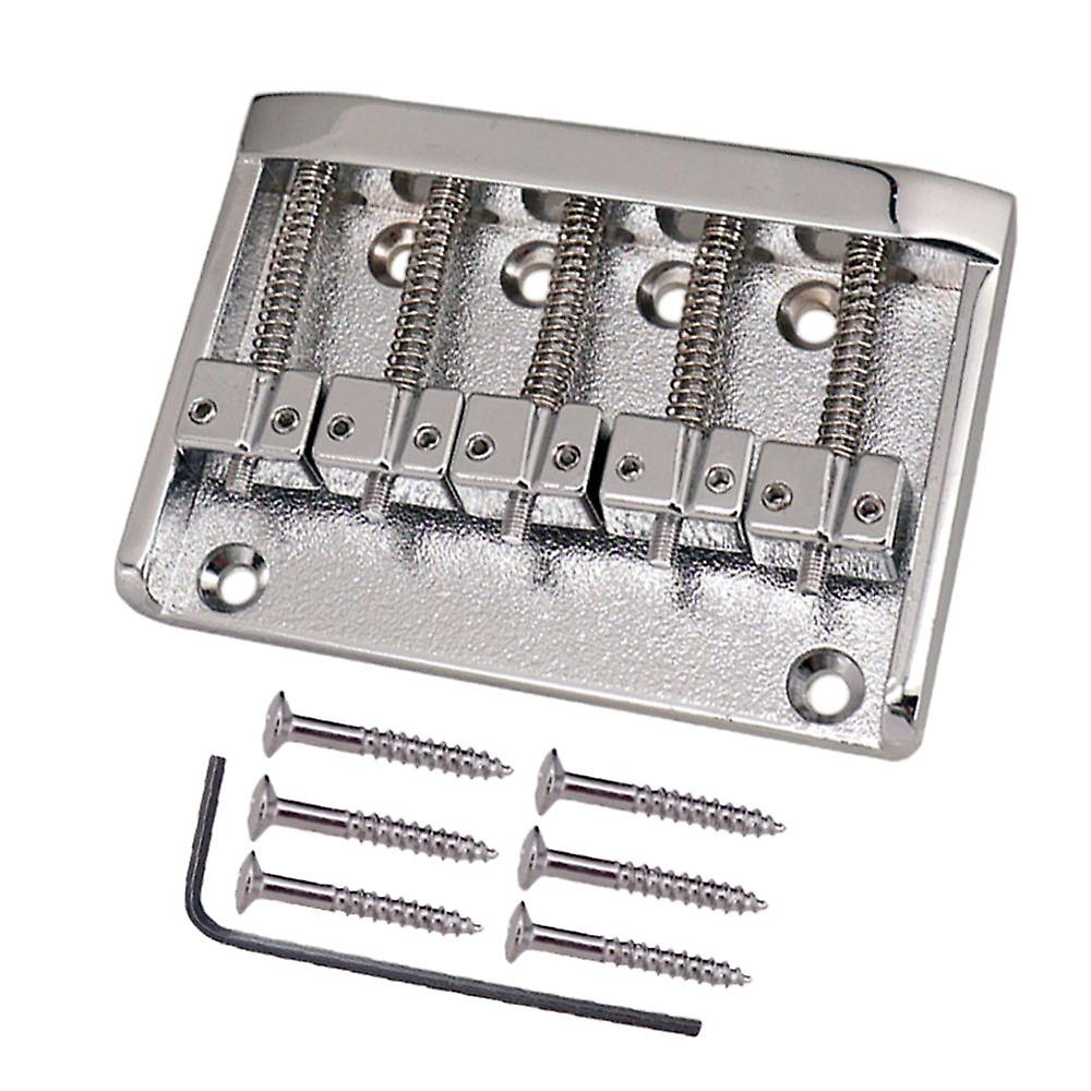 5 String 83mm Electric Bass Bridge With 6 Screws And 1 Key Silver