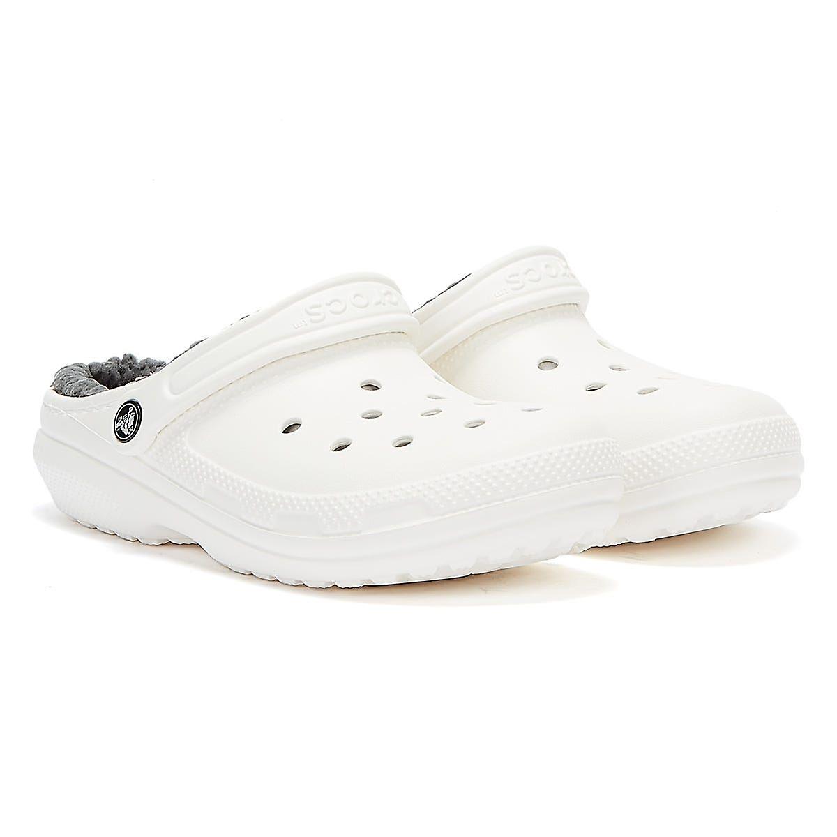 Crocs Classic Lined Womens White / Grey Clogs