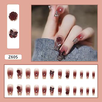 Coral Medium Ballerina Fake Nails Abs Material Gentle To Nails & Skin Nails For Women And Girl Nail Salon