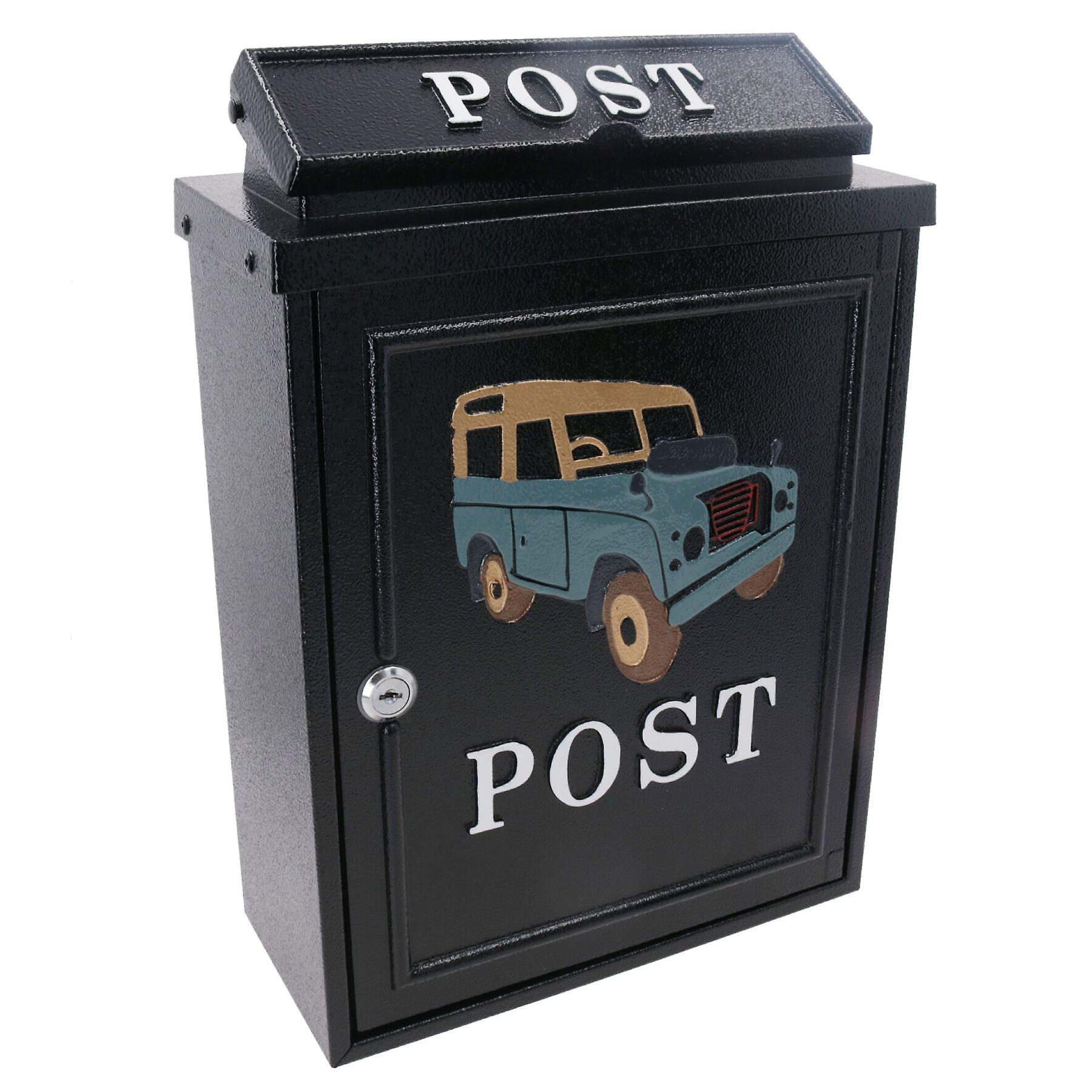 Landrover Defender Letter Post Mail Box Metal Black Wall Door House Lockable