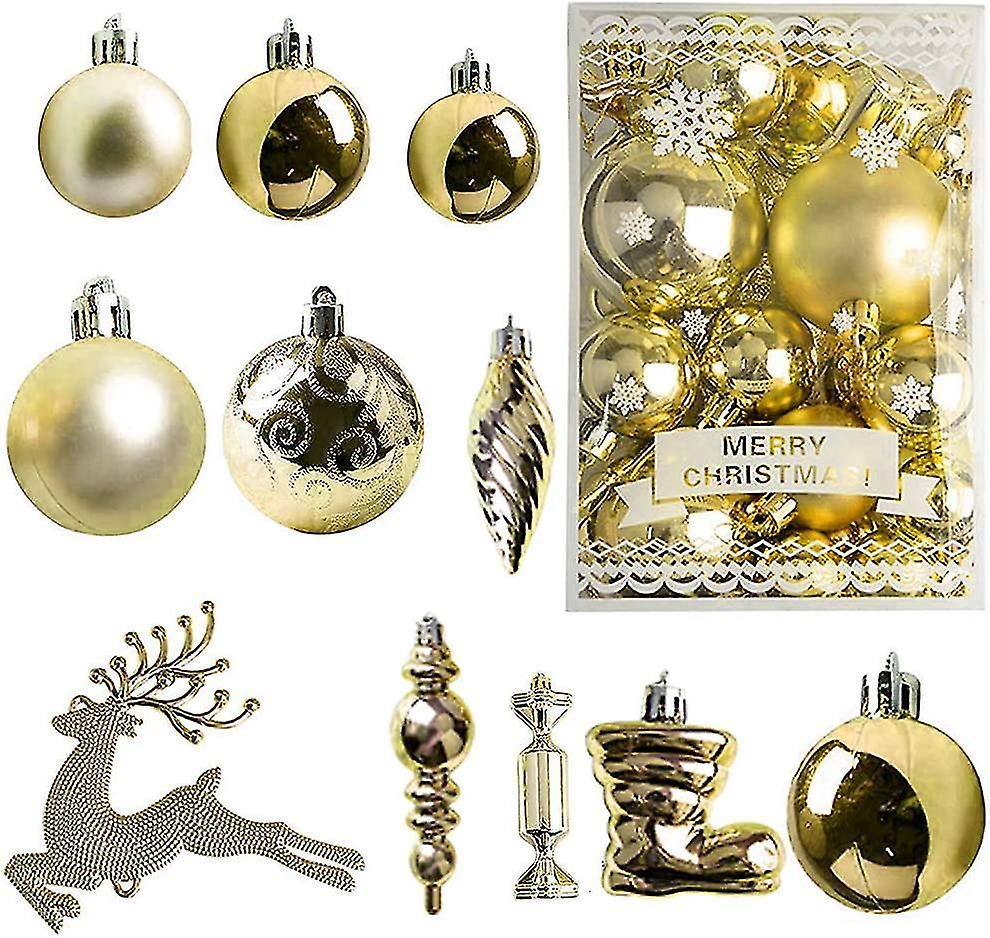 30-piece Unbreakable Plastic Christmas Balls And Decorations Set