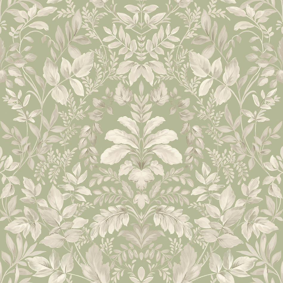 Sage Leaf Damask Wallpaper