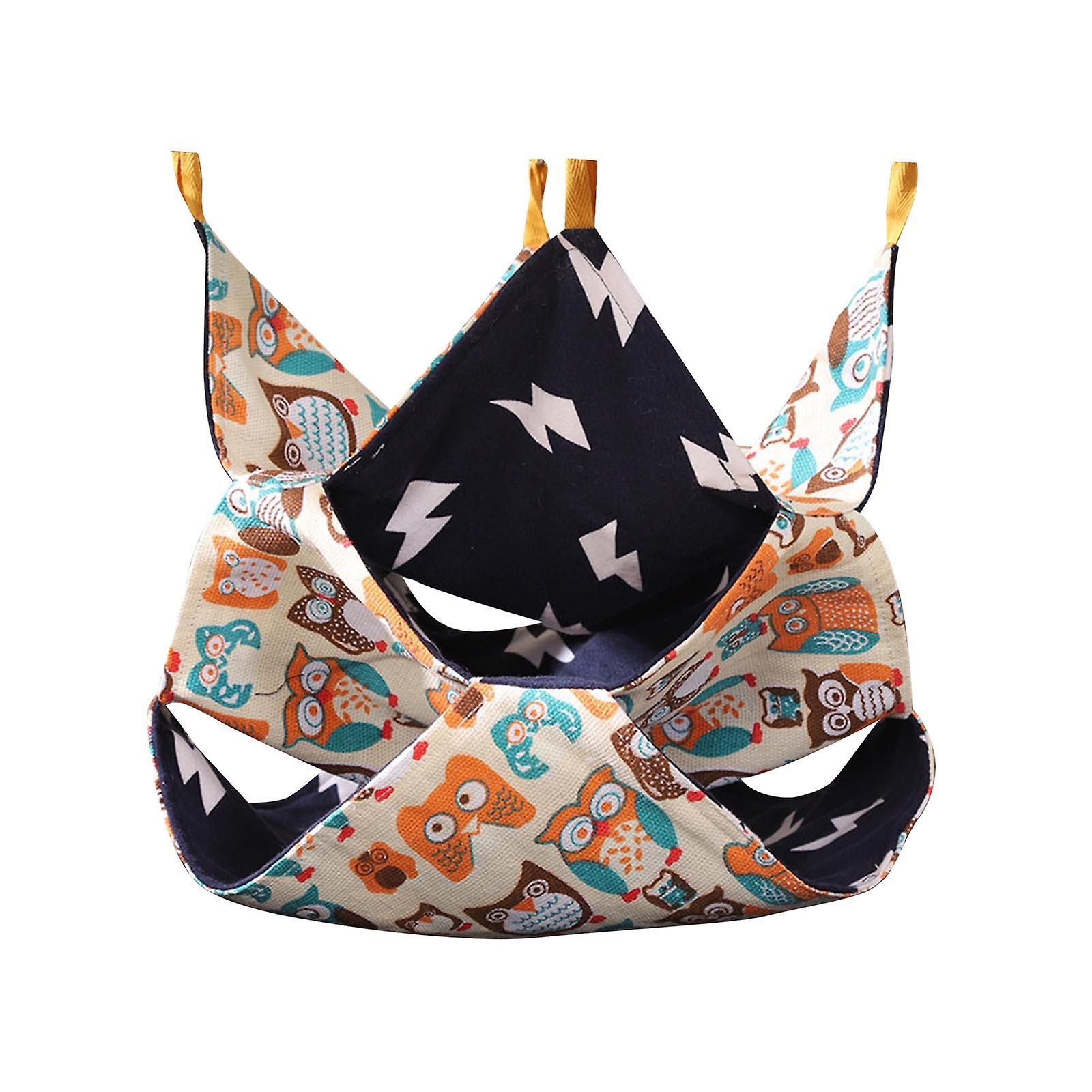 Summer Hamster Hanging Hammock Bed Three Layer Canvas Material for Small Pet Owl Size L White