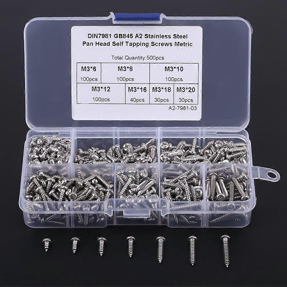 500PCS M3 Stainless Steel 304 Button Head Self Tapping Screws