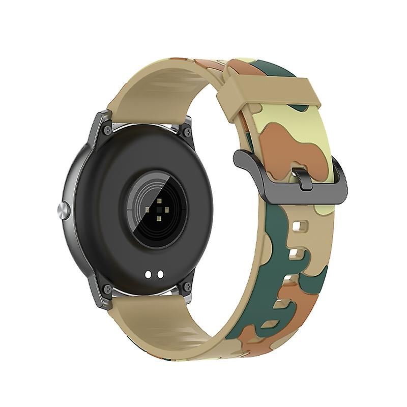 For Haylou Solar LS05 Camouflage Pattern Silicone Smart Watch Strap Replacement Watchband Khaki