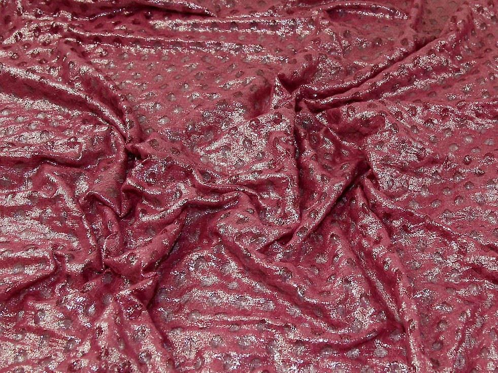 Minerva Metallic Stretch Lace Fabric Plum - per metre