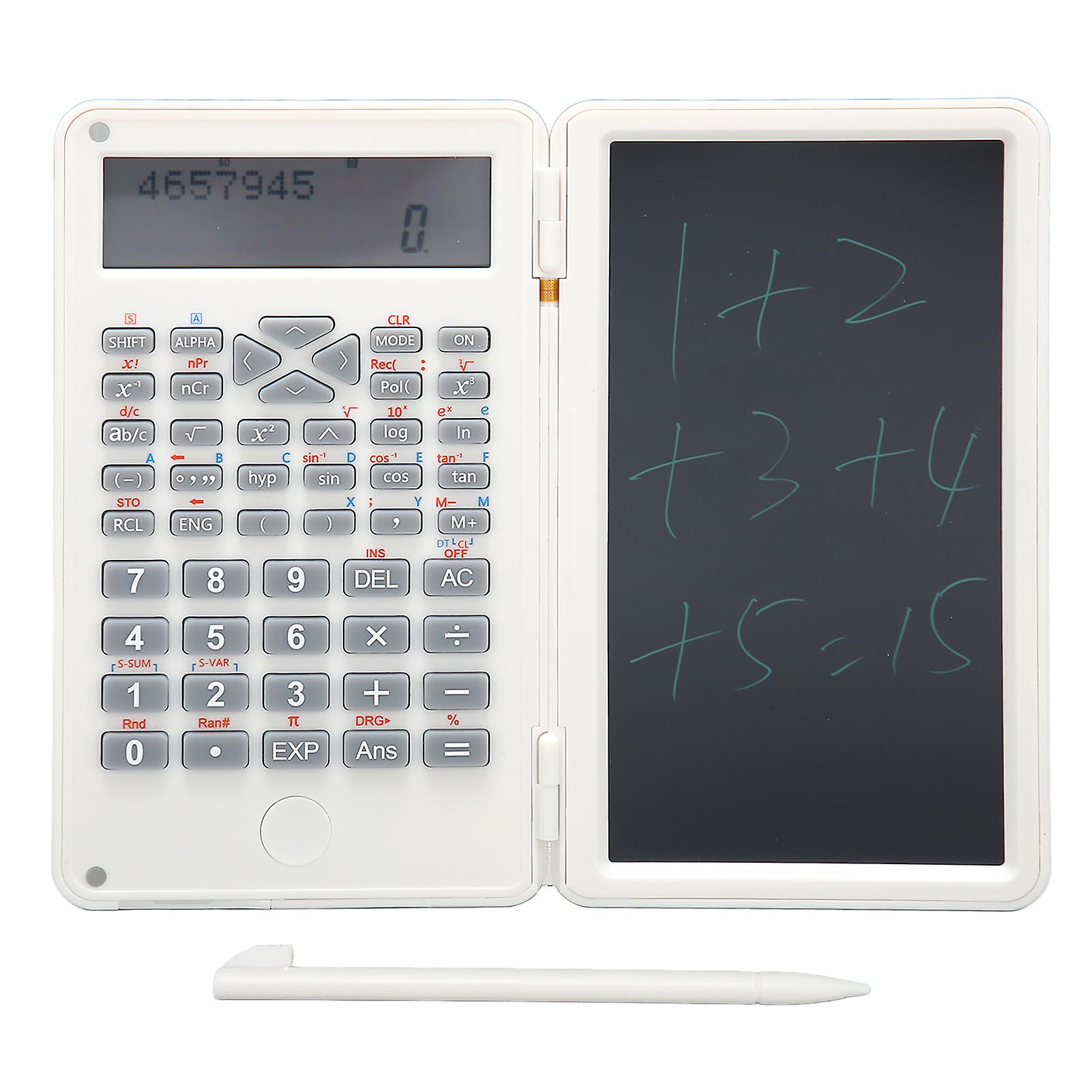 Calculator with Notepad Portable 10 Digits LCD Display Scientific Calculator for School Office Meetings and Family White