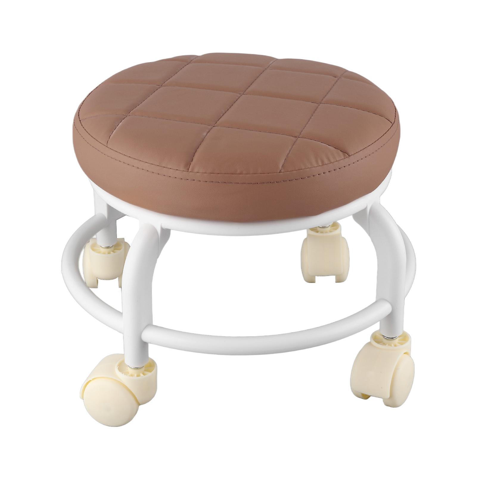 High Density Memory Foam Rolling Ottoman, Waterproof and Quiet, with Double Layer Footrest, for Family Office, Coffee Color