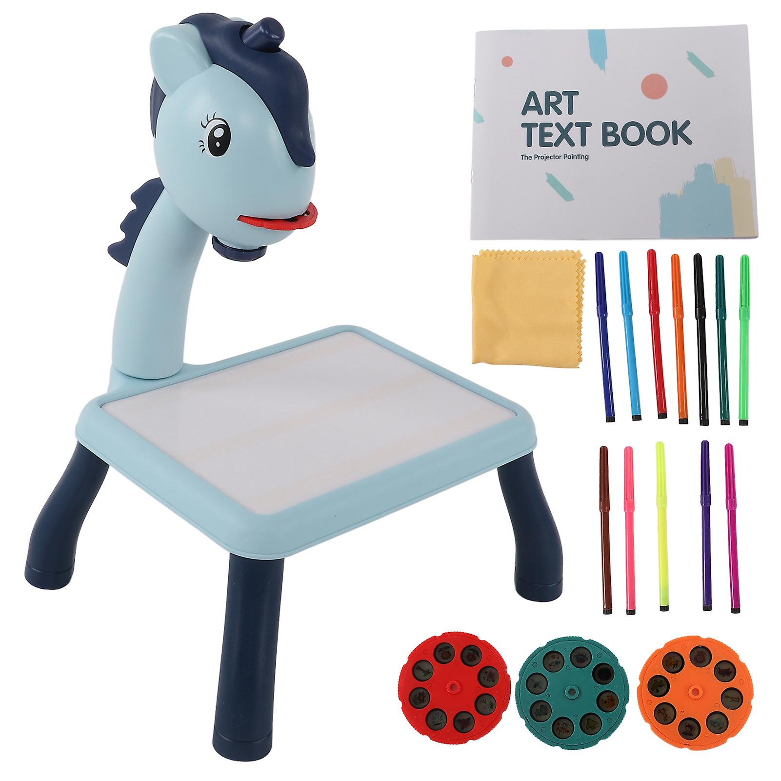 Drawing Sketchpad Doodle Writing Board Table with Horse Head Shape Projector for Early Education Over 3year Kid