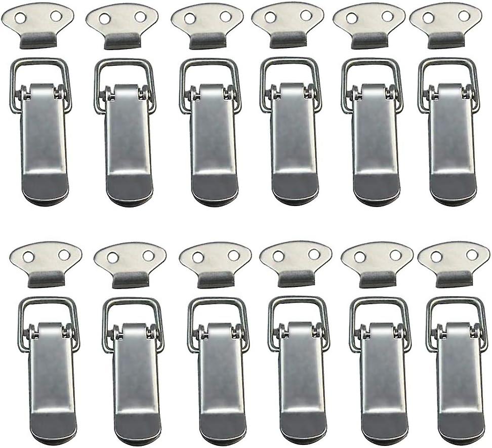 Lever Latch, Spring Latch, 12 PCS Toggle Latch Spring Clasp with Hook Stainless Steel Spring Latch for Cabinet, Box, Drawer, Cupboard, Medical Kit