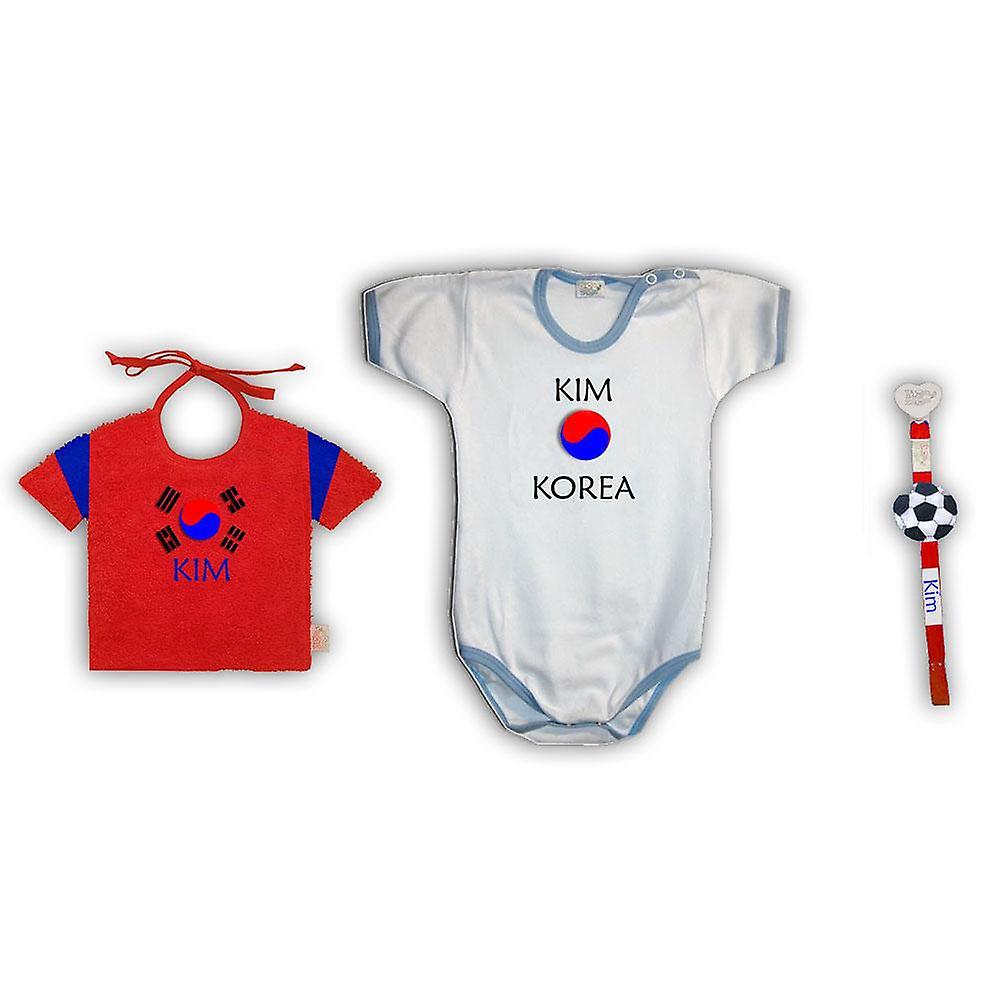 Zigozago set 3 pieces newborn bib, bodysuit and pacifier holder Football Korea SETKOREA Unisex