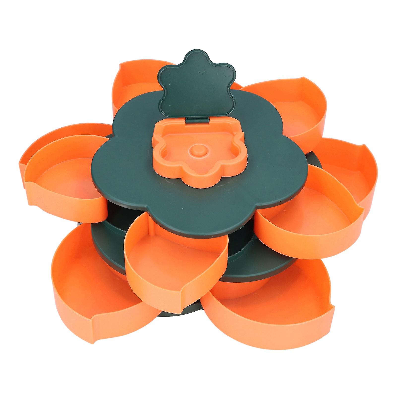 Snack Serving Tray Multifunction Large Capacity Flower Shape Nut Candy Serving Container for Home Double Layer 