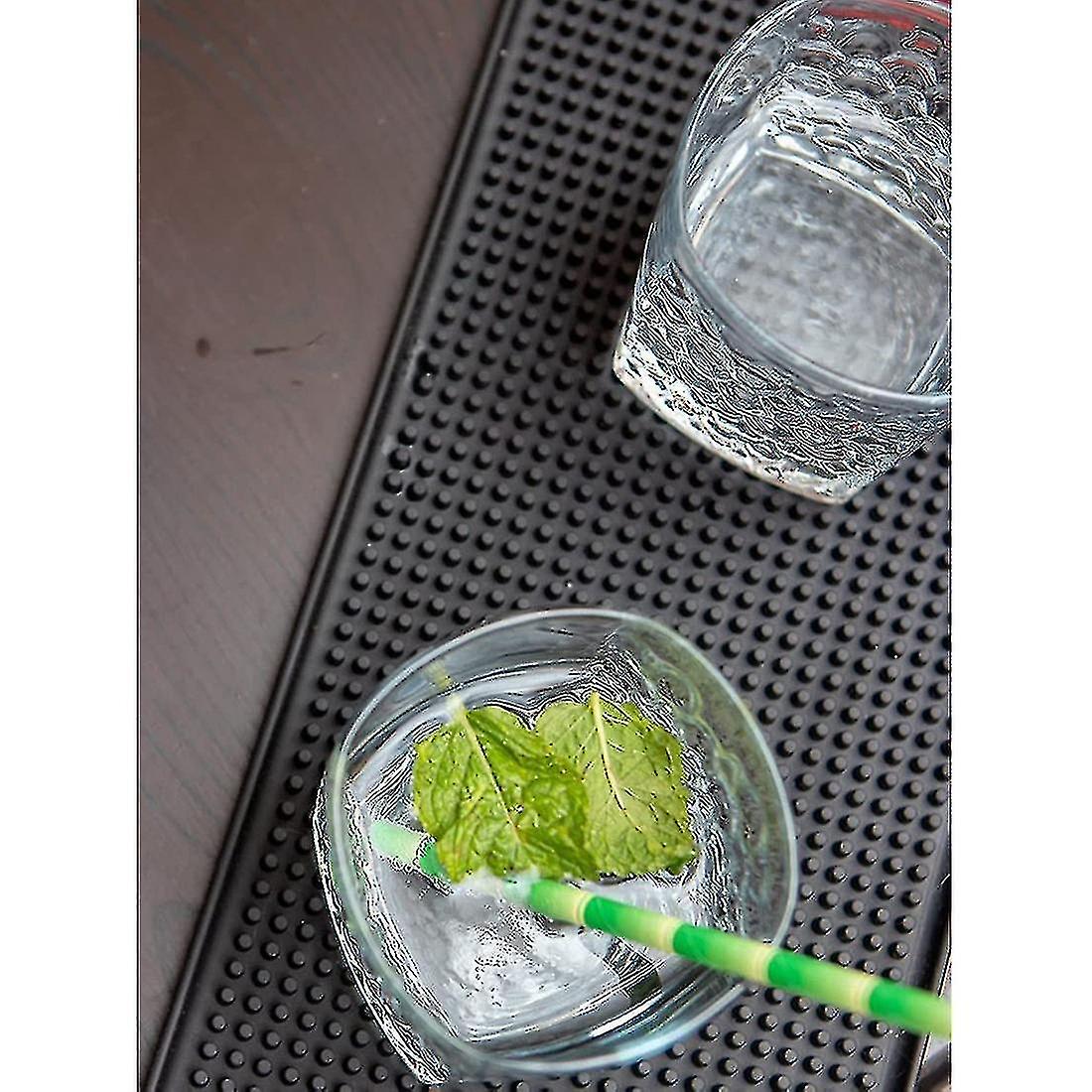 2pcs Black Bar Mats (12x6 polegadas) Secagem, durável e elegante Spill Mats para bares, restaurantes, Coff-hao