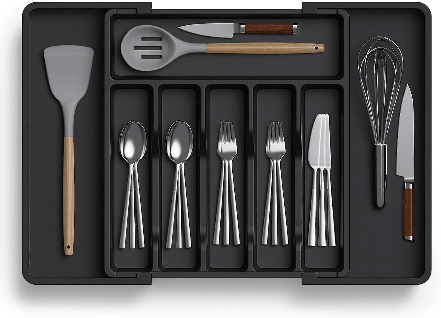 Silverware Organizer, Expandable Utensil Tray for Drawer, Adjustable Flatware and Cutlery Holder