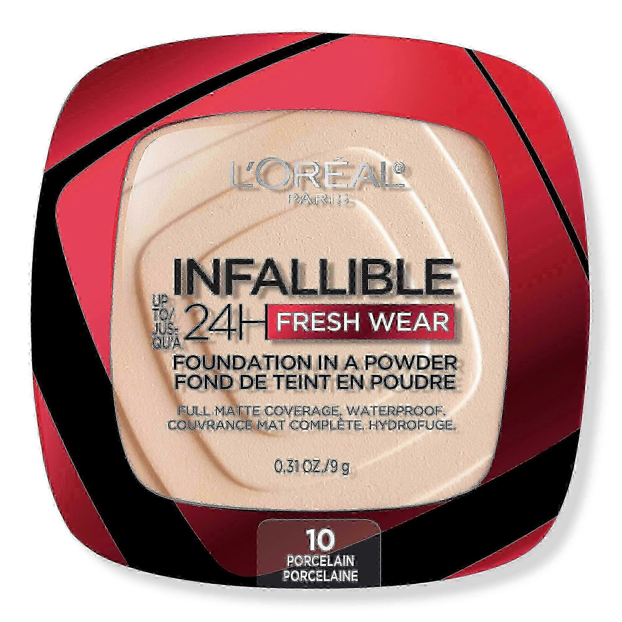 L'oréal Infallible 24hr Fresh Wear Foundation In A Powder, 10 Porcelain, 0.31 Oz
