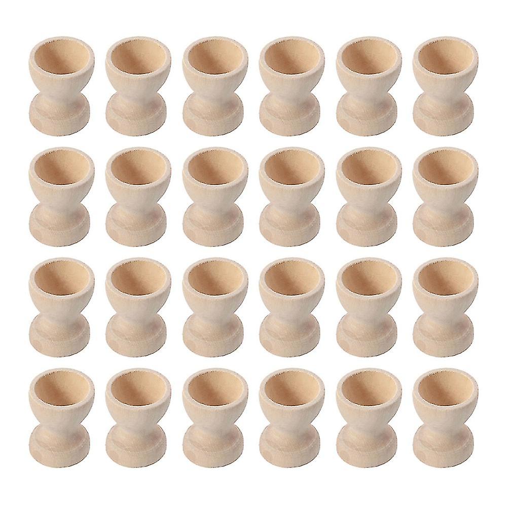 24pcs de madeira Egg Holders Egg Cups Egg Storage Holders Easter Egg Cups Para Home-hy