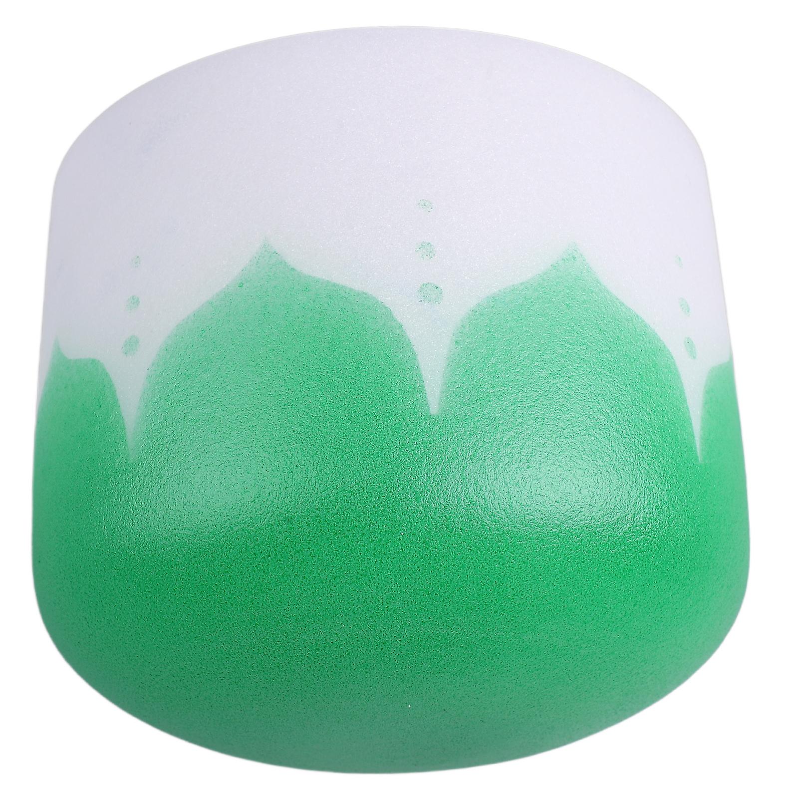 Crystal Singing Bowl Color Flower Pattern Matte Quartz Singing Bowl for Sound Healing Meditation Green F Note 