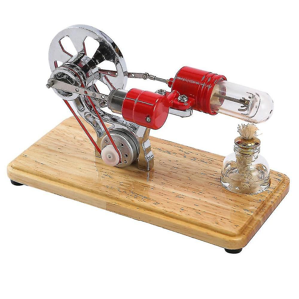 Stirling Motor Kit Elektriciteit Generator Heteluchtmotor Model Generator Model met LED-licht Vliegwiel Houten basis
