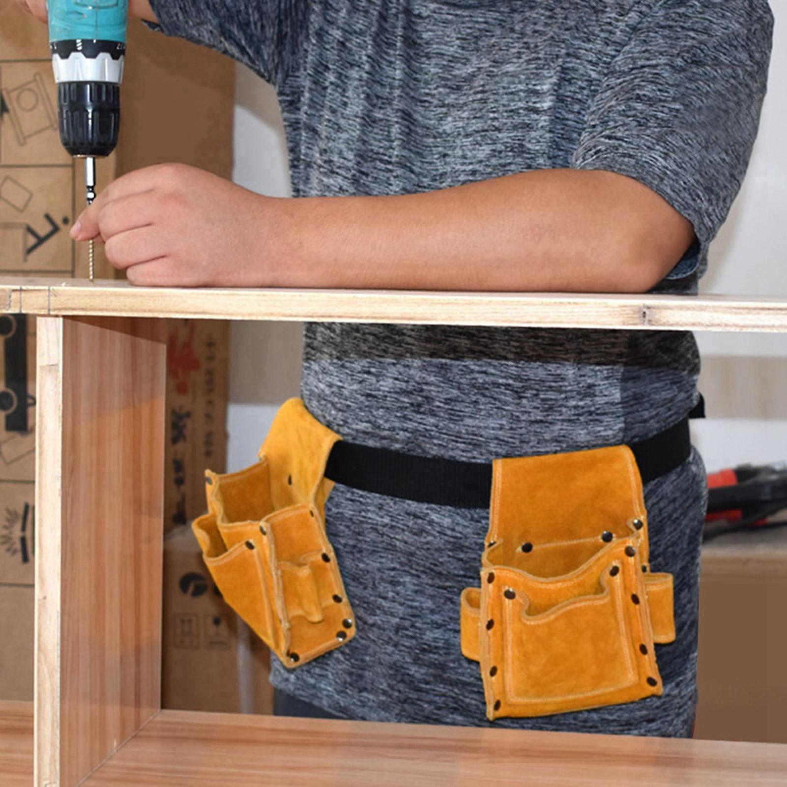 Multifunctional thick cowhide waist bag, tool storage bag